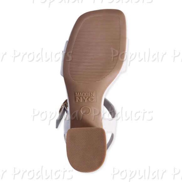 Madden NYC | Adelade Block Heel Buckle Sandals, White - Picture 6 of 10